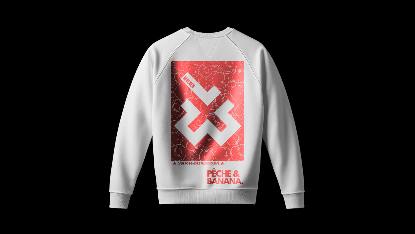 Streetwear sweatshirt with fruit inspired graphics representing confidence, fun and unapologetic style